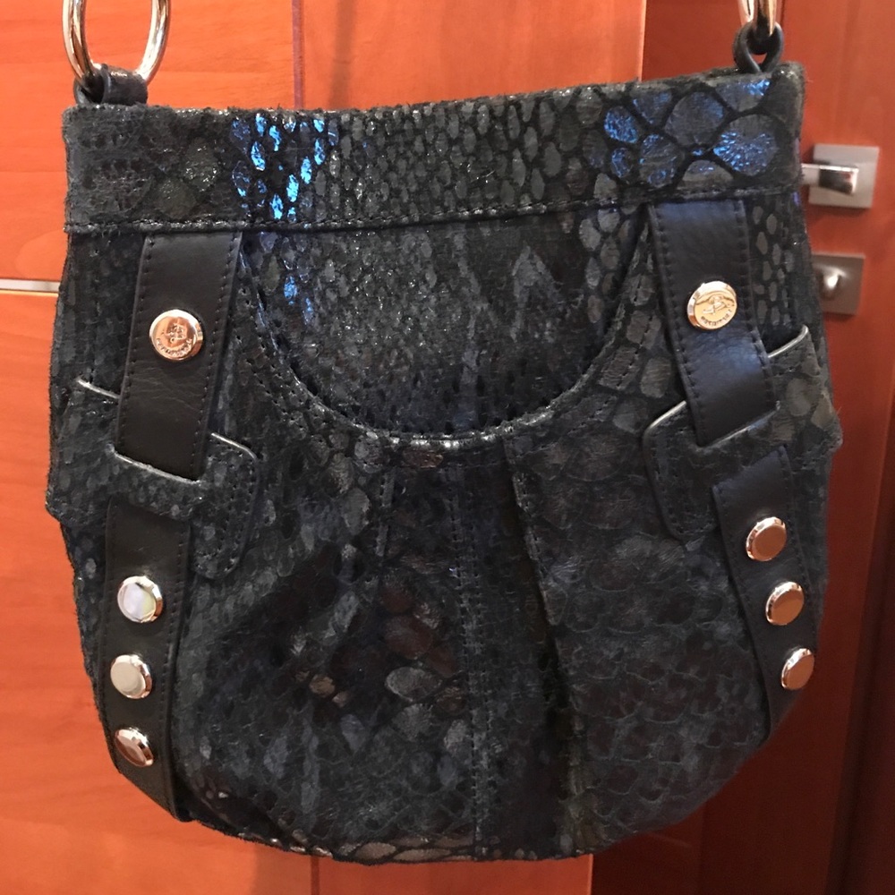 Faux snakeskin-styled cross body bag